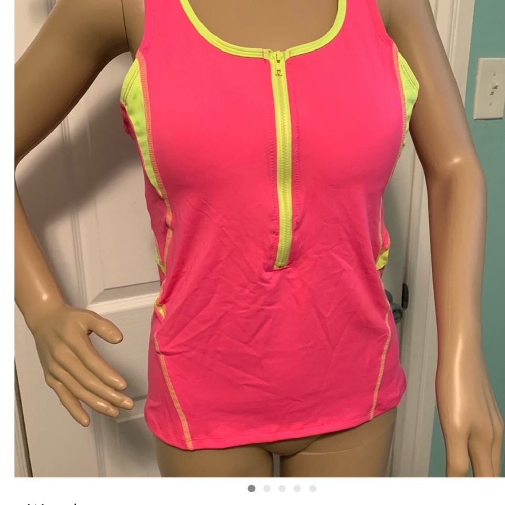 Neon Pink and Yellow Women's Tank Top or yoga top